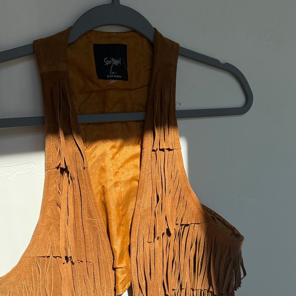 Leather fringe vest
